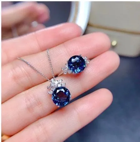 Jewellery Set London Blue Stones Pendants