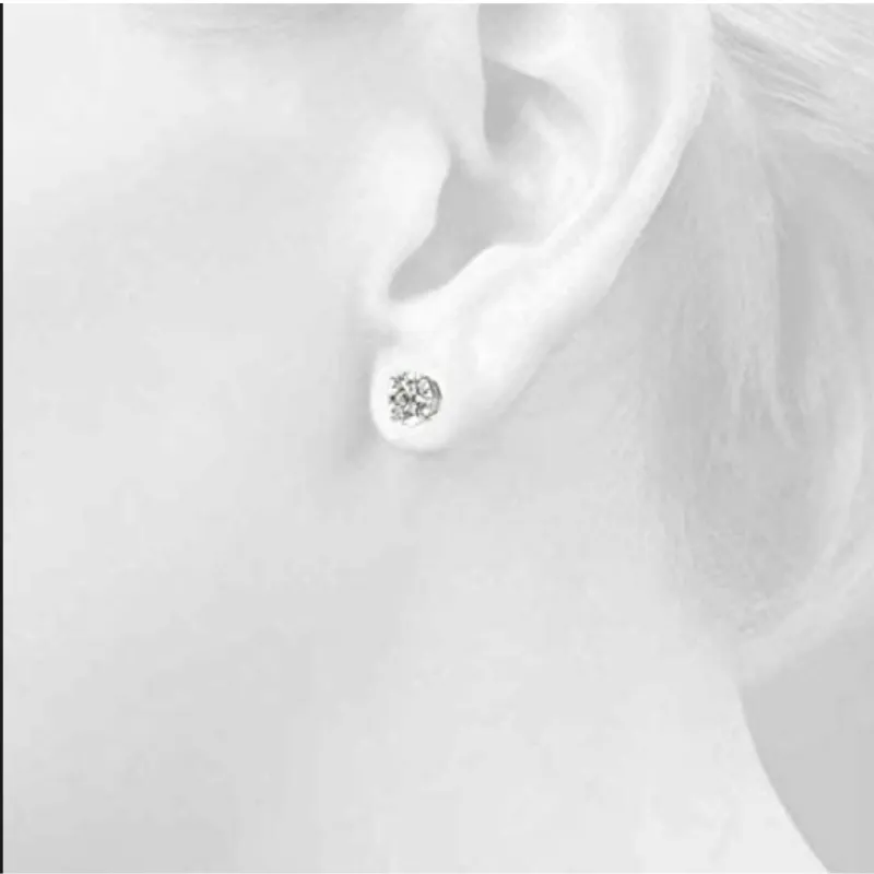 JewelMore 1/4-4 Carat 14K White Gold Screw Back Diamond Stud