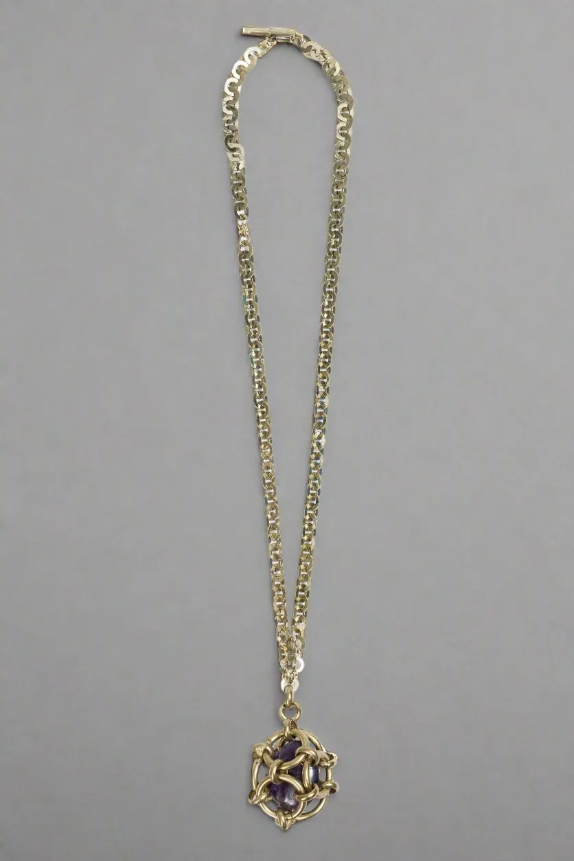 Johnny Was Gold Caged Stone Necklace CJ68224A