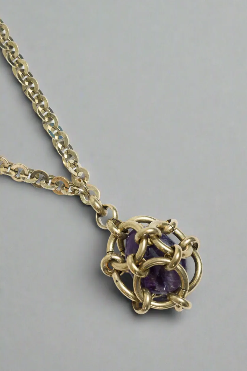 Johnny Was Gold Caged Stone Necklace CJ68224A