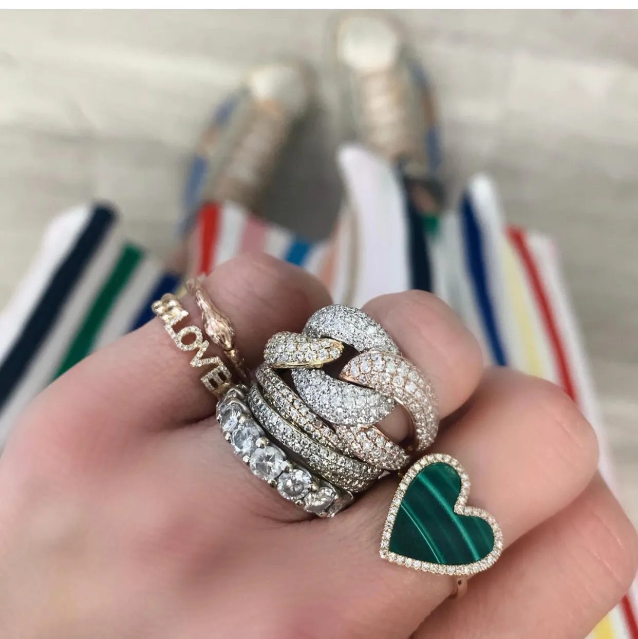 Jumbo Diamond Chain Link Ring