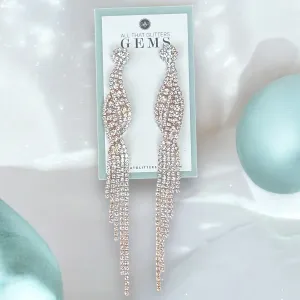 KARINA - rose gold twisted pave rhinestone earrings