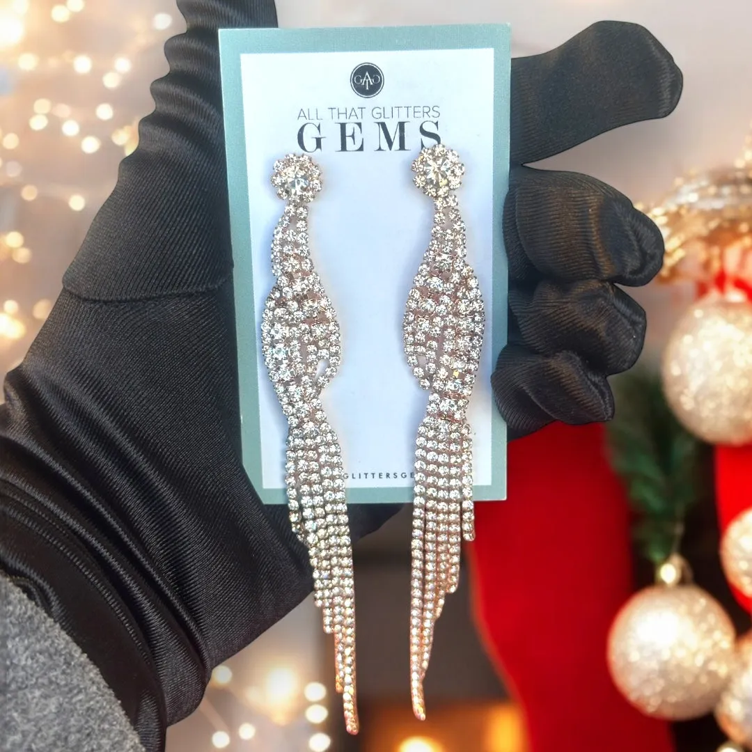 KARINA - rose gold twisted pave rhinestone earrings
