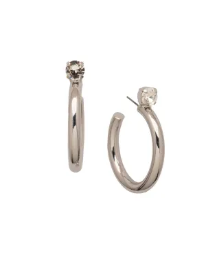 Keeley Studded Hoop Earrings - Palladium Crystal