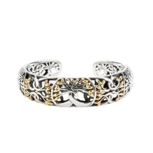 Keith Jack Tree of Life Sterling Silver and 18K Yellow Gold Bangle Bracelet