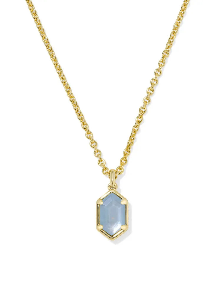 Kendra Scott Hallie Short Pendant Necklace - Gold & Sky Blue MOP