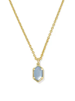 Kendra Scott Hallie Short Pendant Necklace - Gold & Sky Blue MOP