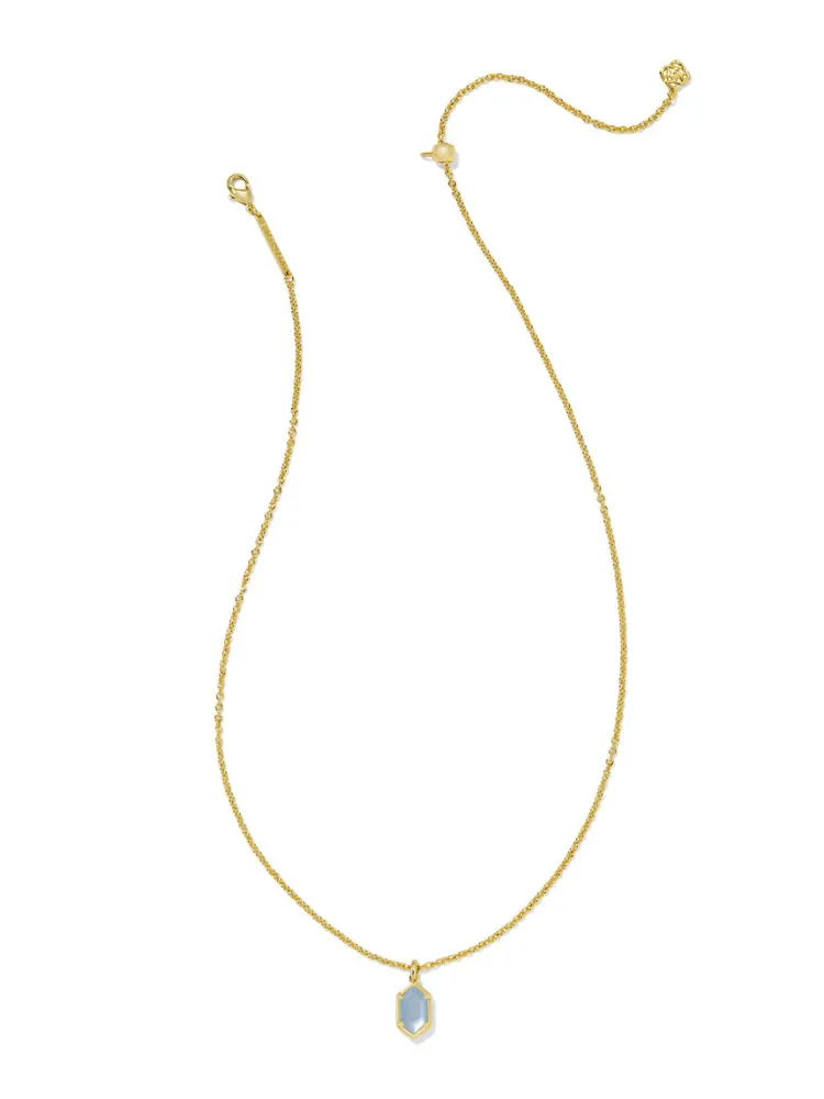 Kendra Scott Hallie Short Pendant Necklace - Gold & Sky Blue MOP