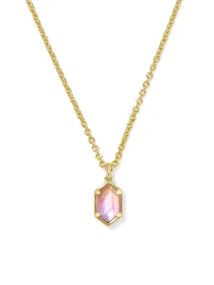 Kendra Scott Hallie Short Pendant Necklace - Gold & Sunrise Watercolor