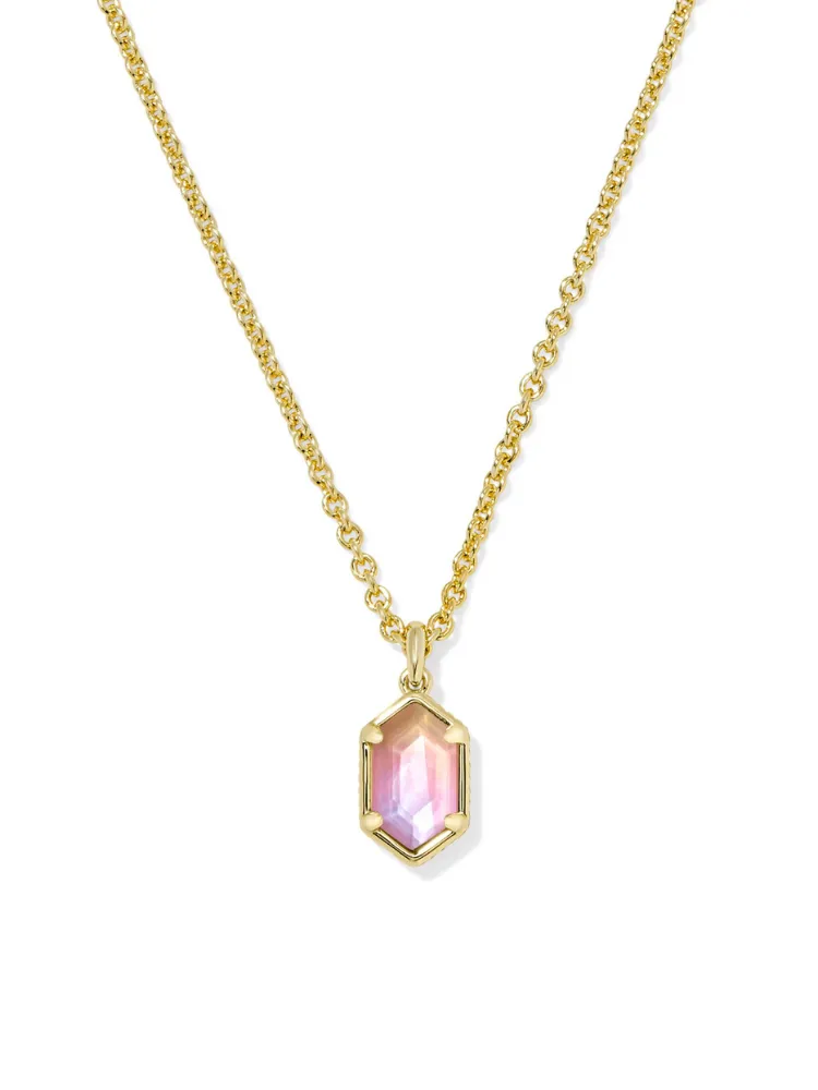 Kendra Scott Hallie Short Pendant Necklace - Gold & Sunrise Watercolor