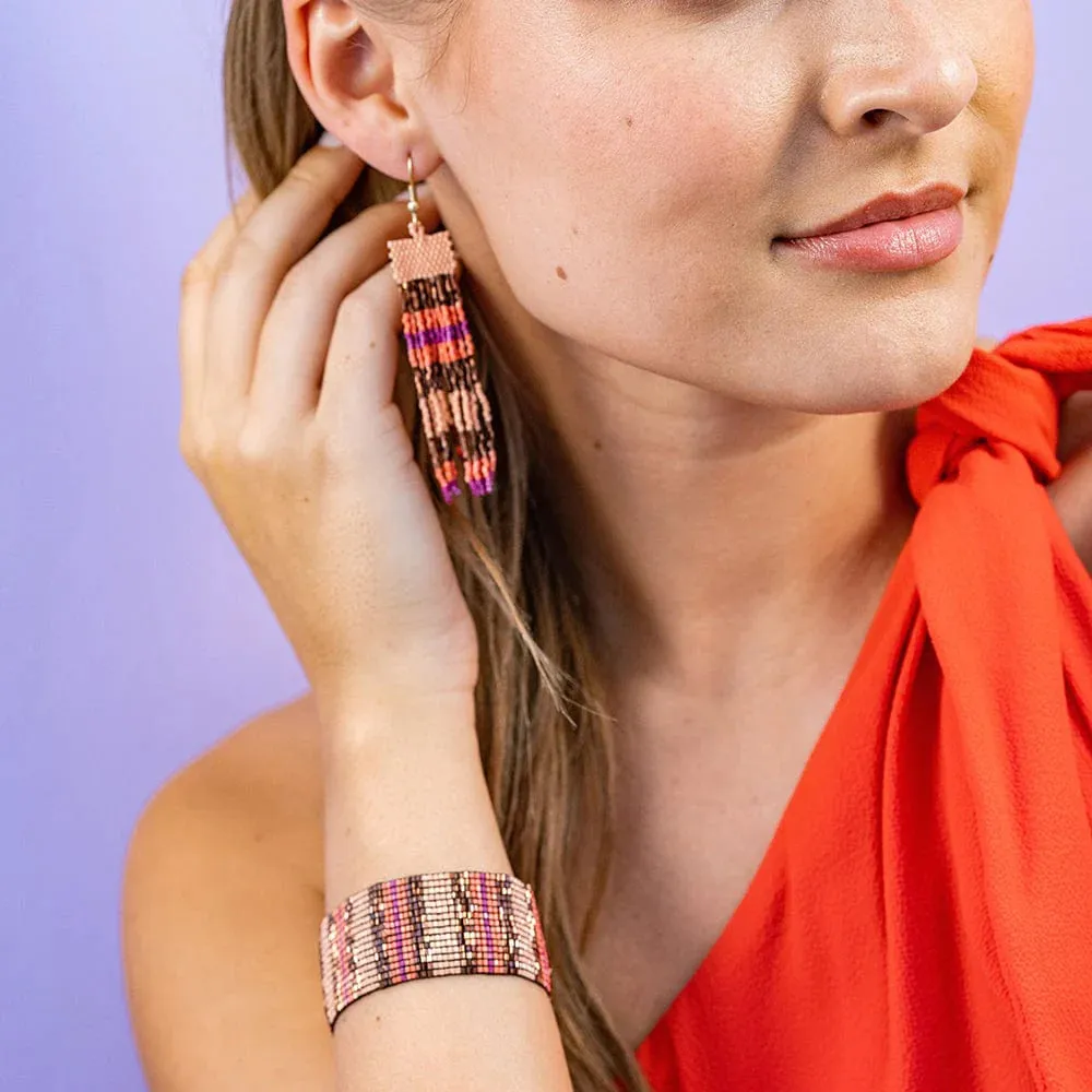 Kenzie Uniform Vertical Colorblock And Stripes Beaded Stretch Bracelet Jaipur