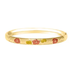 Kiddie Kraft 14K Yellow Gold Filled Hand Engraved Floral Baby Bangle Bracelet
