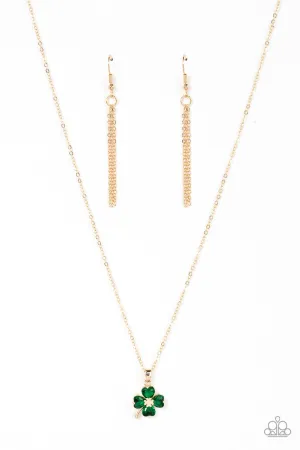 Kiss Me, I'm Irish Gold Paparazzi Necklace