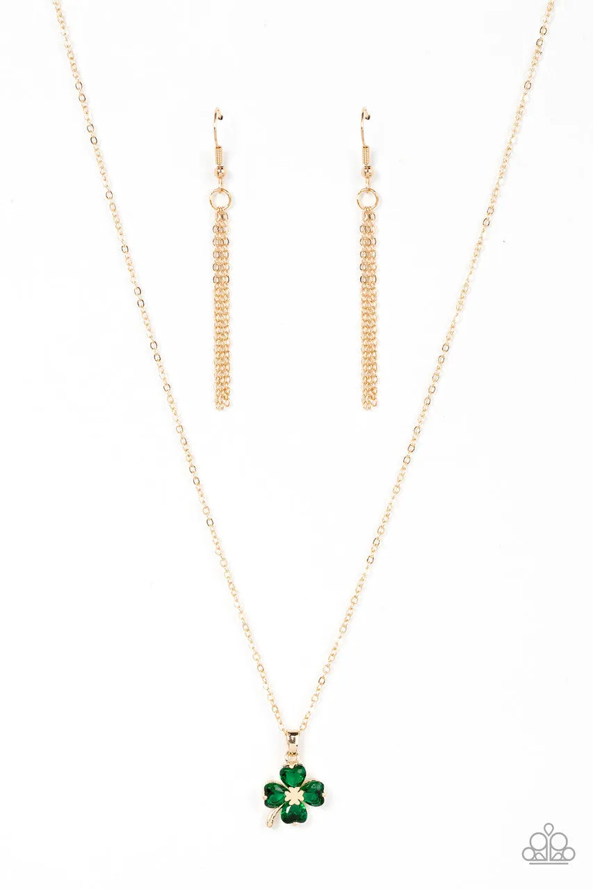 Kiss Me, I'm Irish Gold Paparazzi Necklace