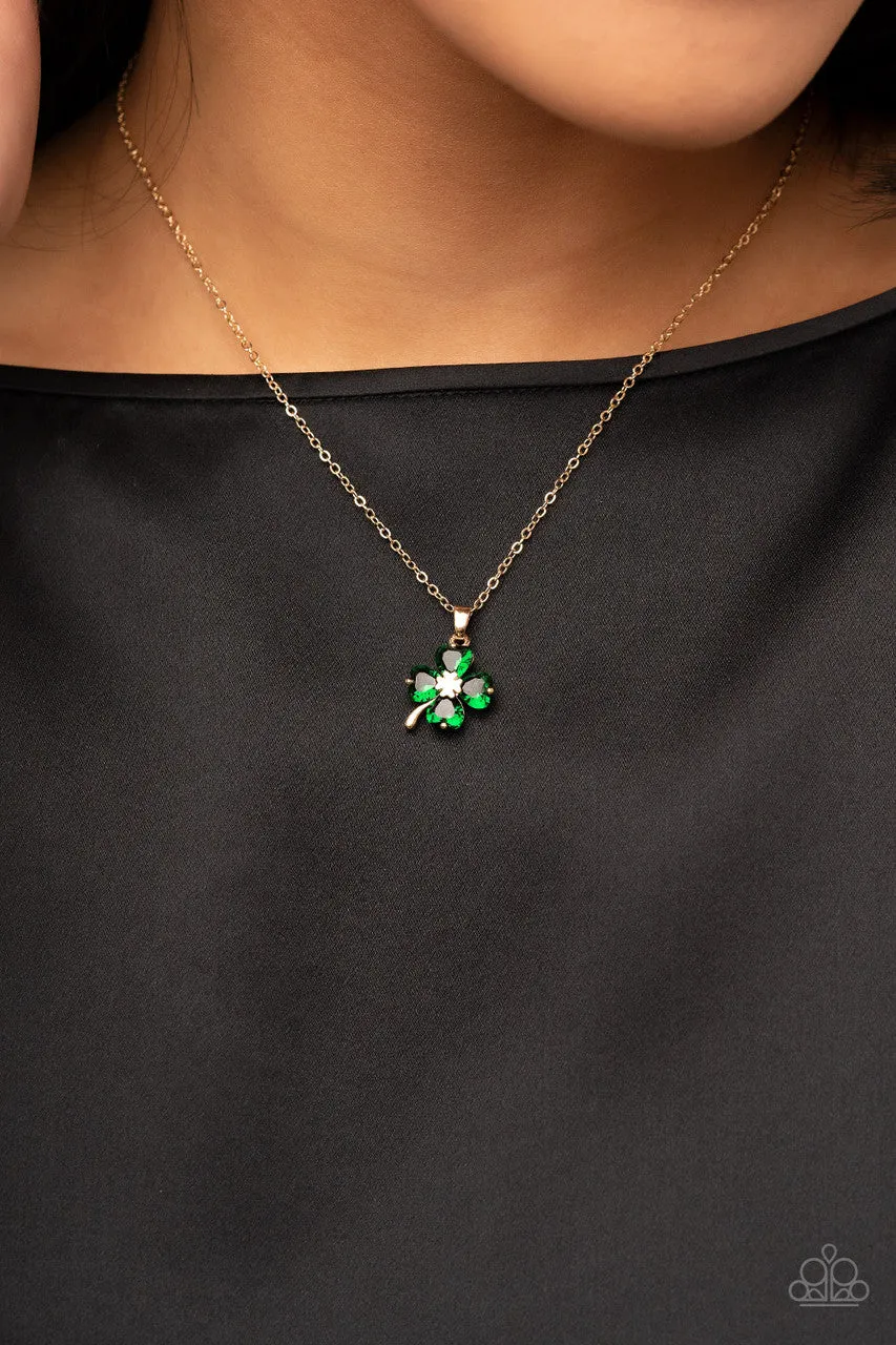 Kiss Me, I'm Irish Gold Paparazzi Necklace