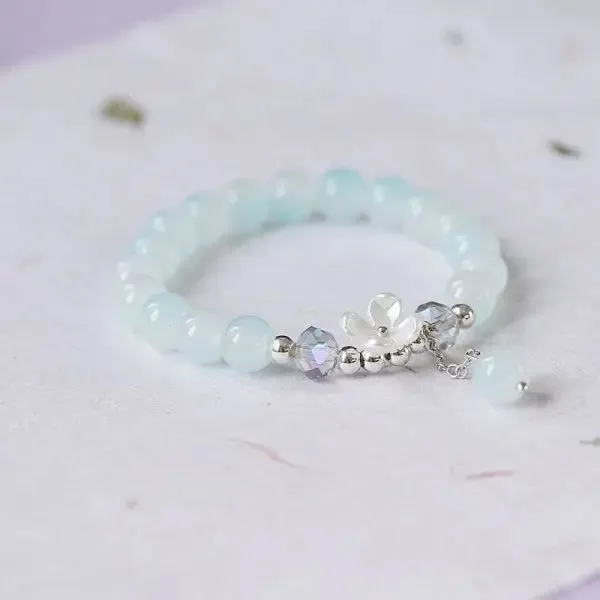 Korean Colorful Crystal Beaded Bracelet for Women Bohemian Shell Daisy Flower Pendant Elastic Bracelets Party Wedding Jewelry