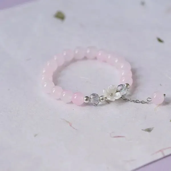 Korean Colorful Crystal Beaded Bracelet for Women Bohemian Shell Daisy Flower Pendant Elastic Bracelets Party Wedding Jewelry