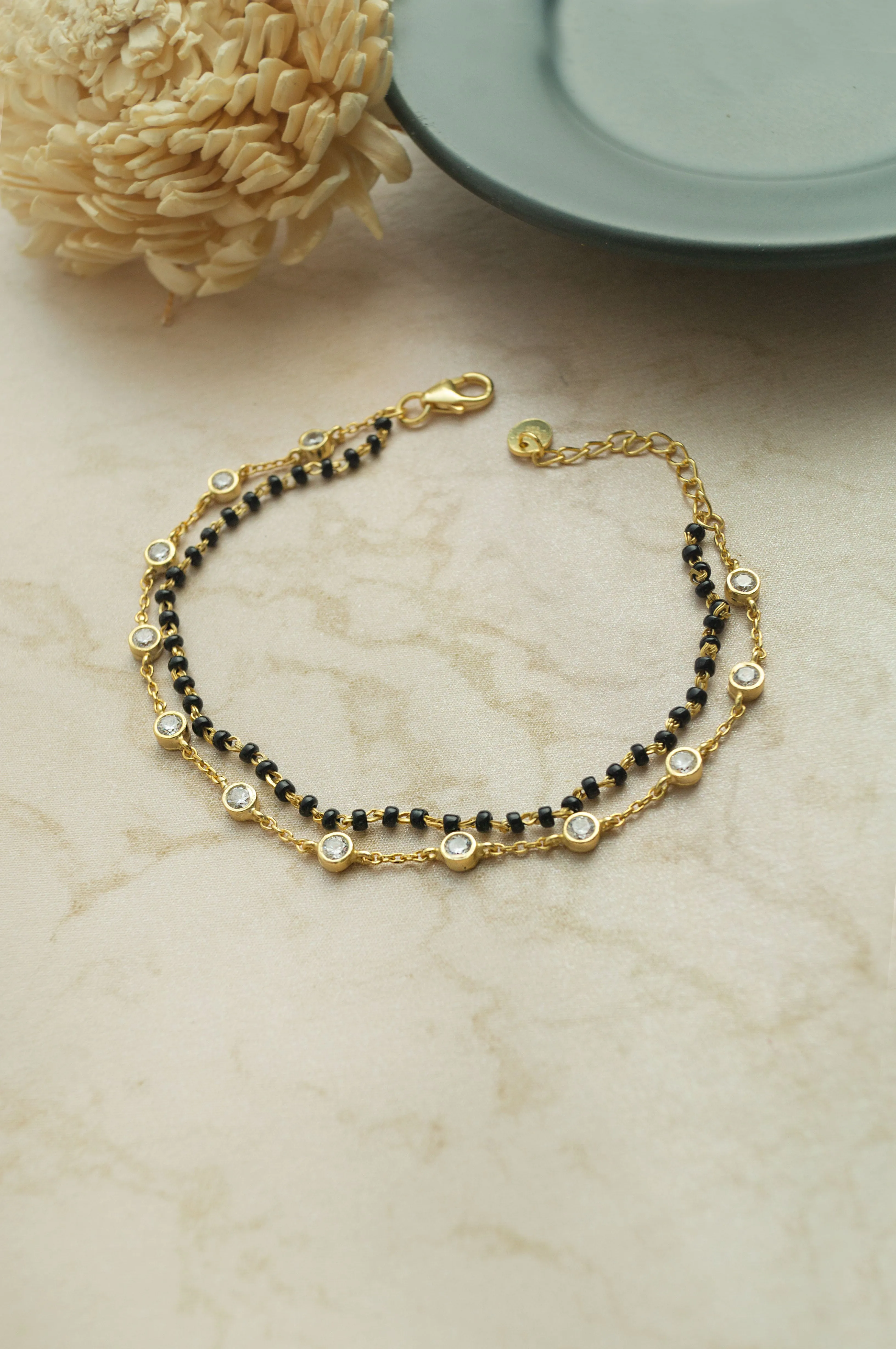 Layer It Up Gold Plated Sterling Silver Mangalsutra Bracelet