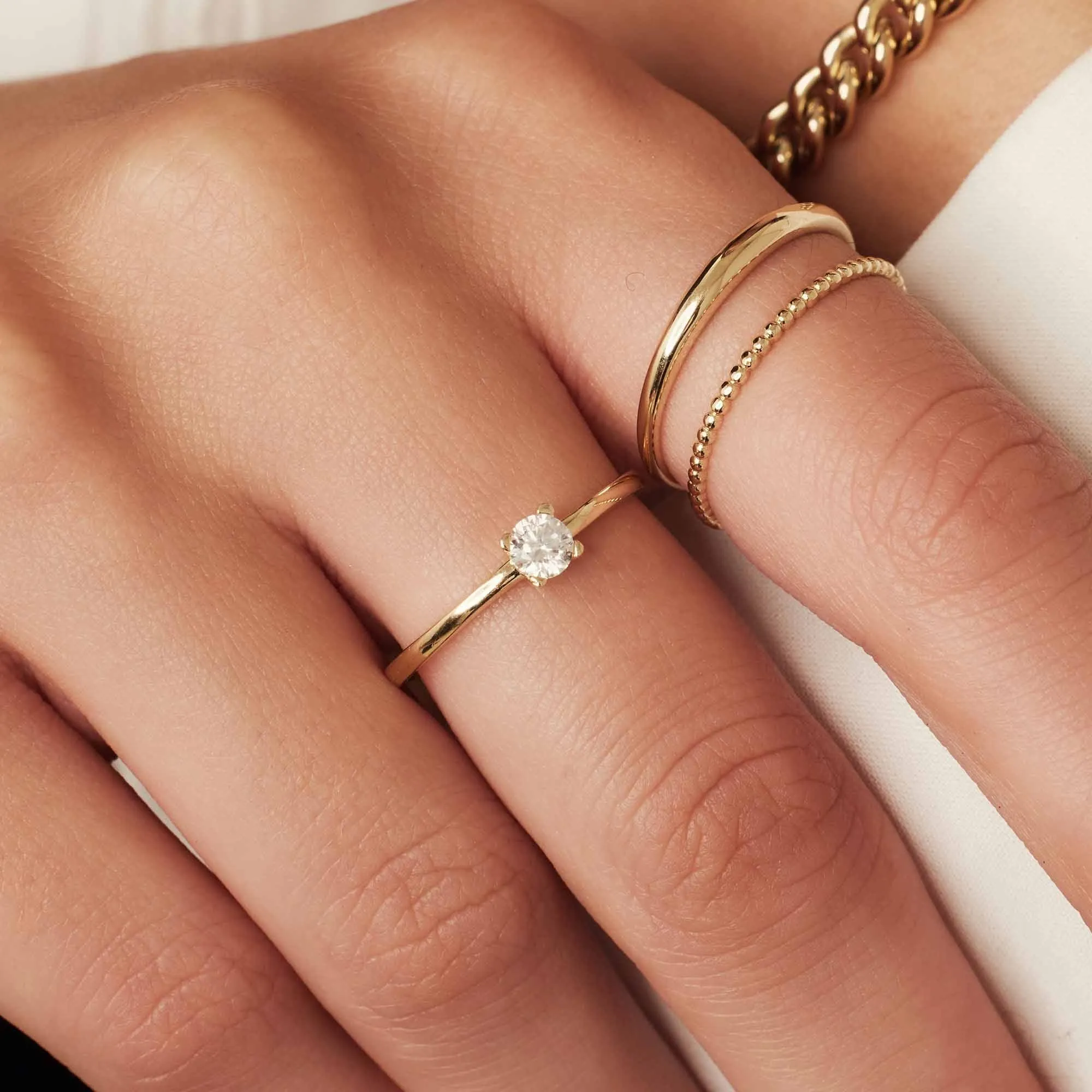 Le Marais Isidora 14 karat gold ring with zirconia stone