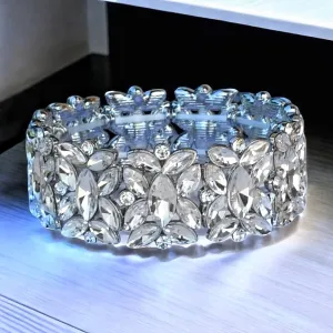 LIANNA - clear floral rhinestone stretch bracelet (silver)
