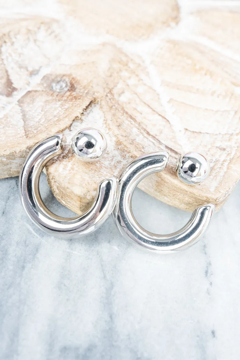 Lillian 30mm Silvertone Jacket Earrings