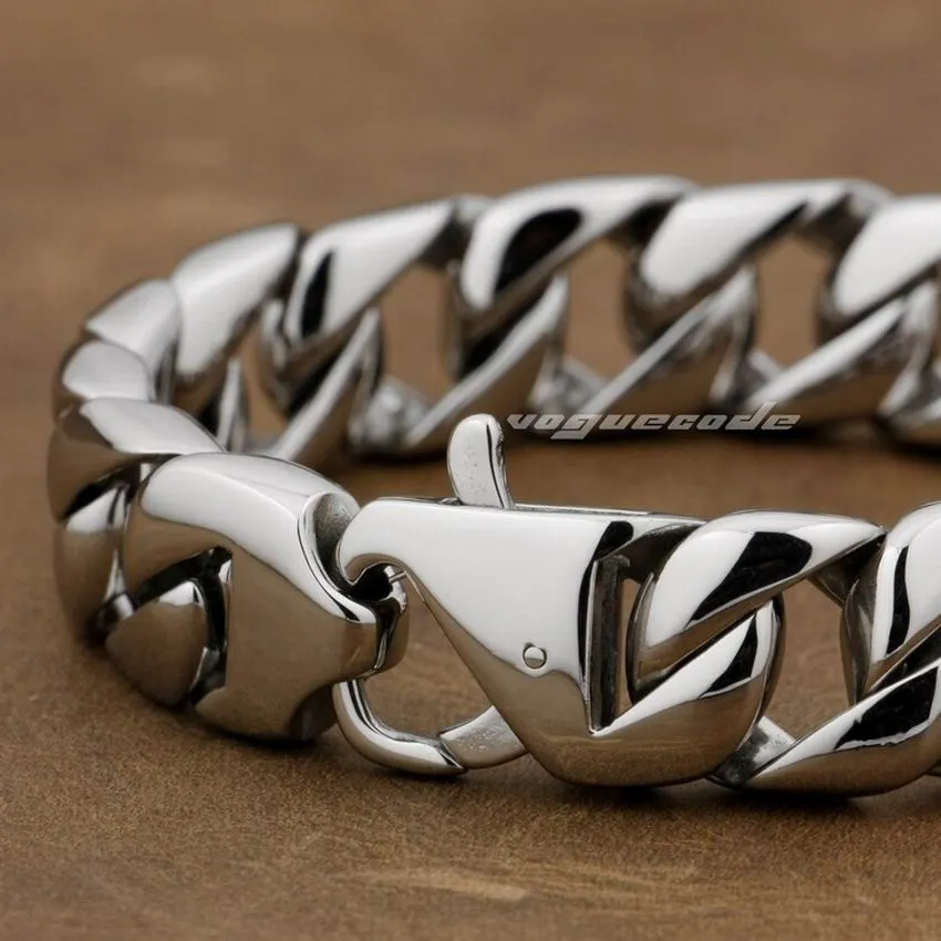 LINSION 316L Stainless Steel 9 Length Mens Biker Rocker Punk Bracelet 5L019 Free Shipping