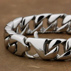 LINSION 316L Stainless Steel 9 Length Mens Biker Rocker Punk Bracelet 5L019 Free Shipping
