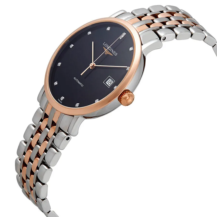 Longines Elegant Automatic Black Dial Two-tone Men's Watch L48105577