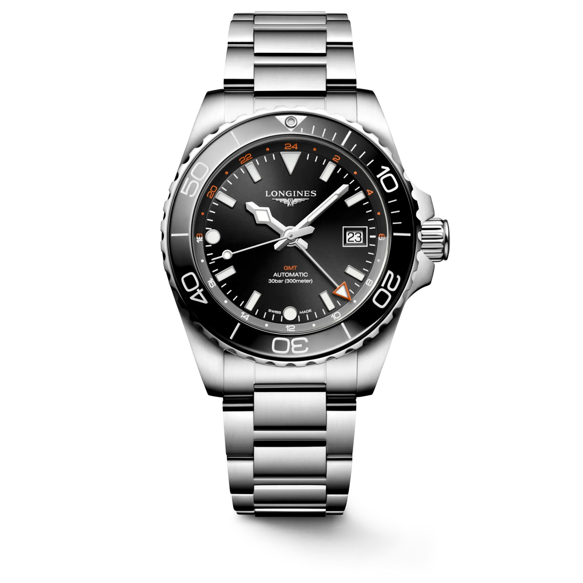 Longines Hydroconquest Gmt Sunray Black Dial Men 41mm
