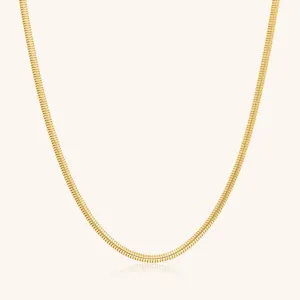 Loretta Round Snake Chain Necklace, Gold