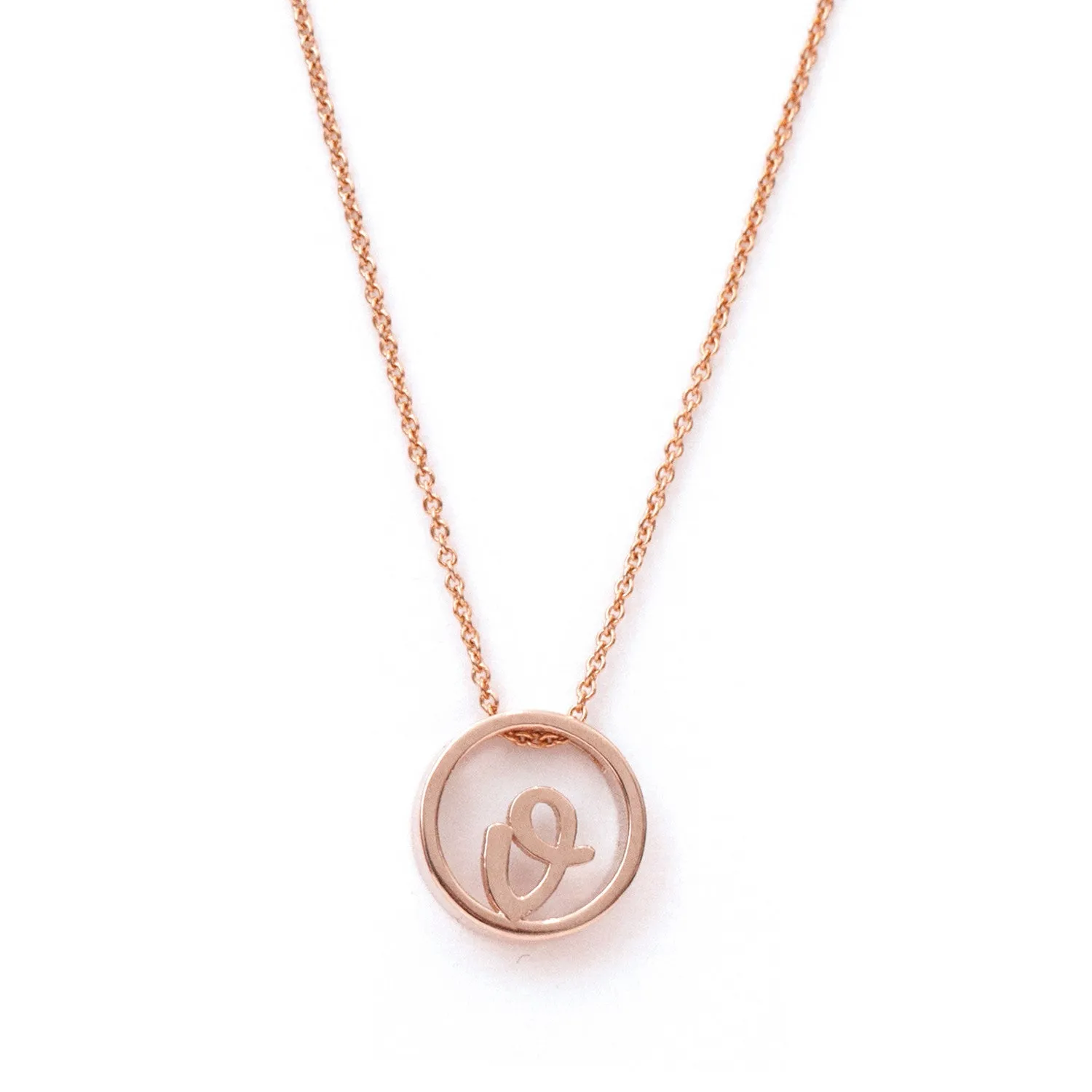 Love Letter Disc Necklace (Rose Gold)