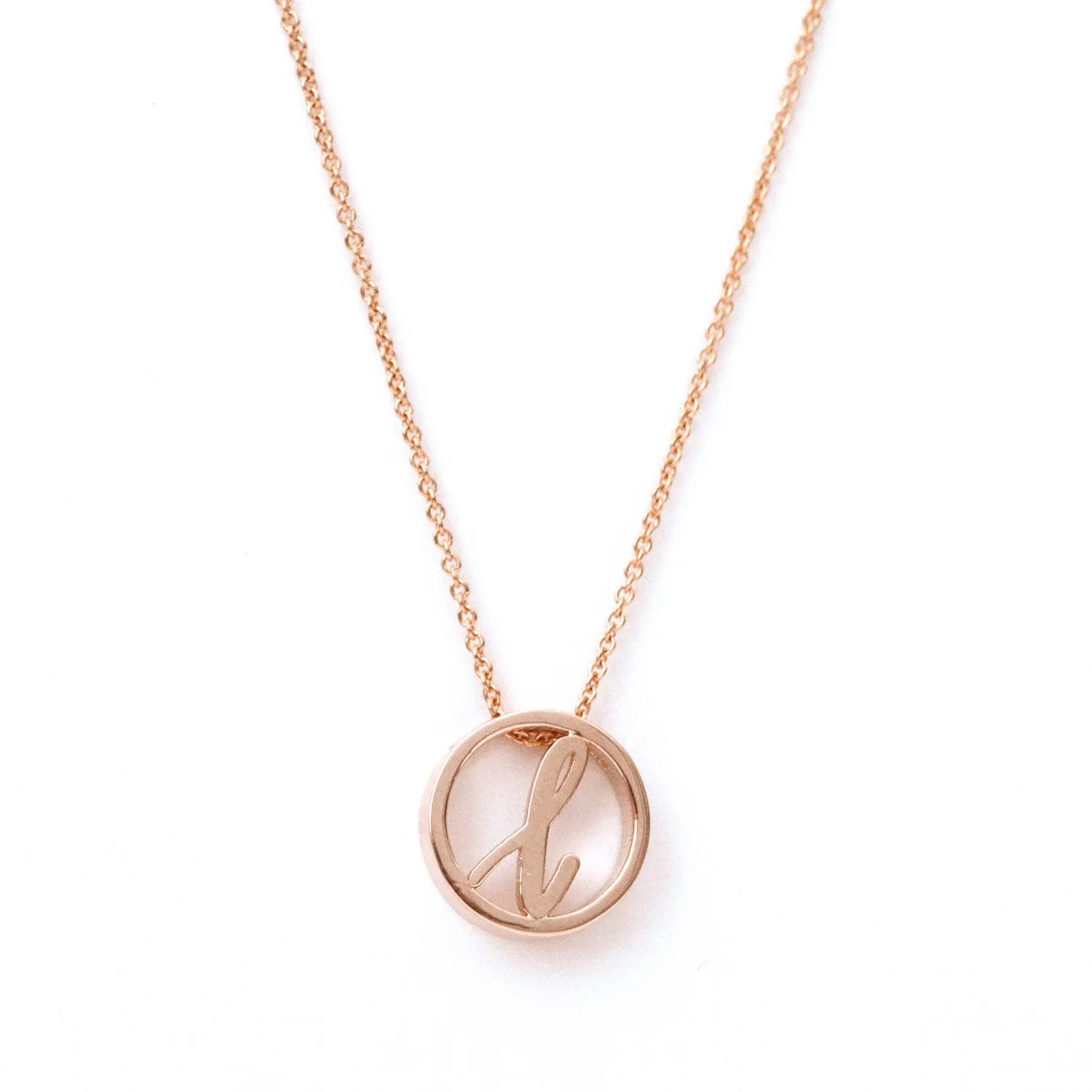 Love Letter Disc Necklace (Rose Gold)