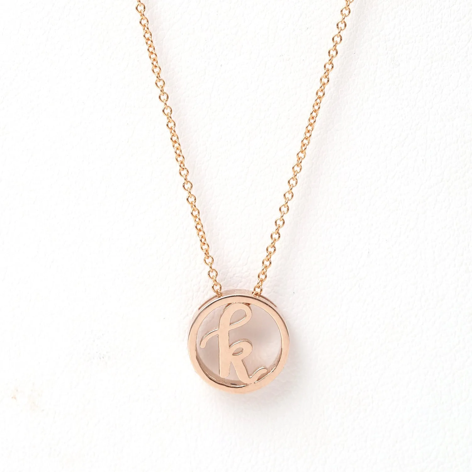 Love Letter Disc Necklace (Rose Gold)