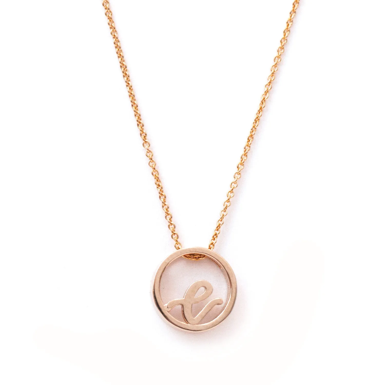 Love Letter Disc Necklace (Rose Gold)
