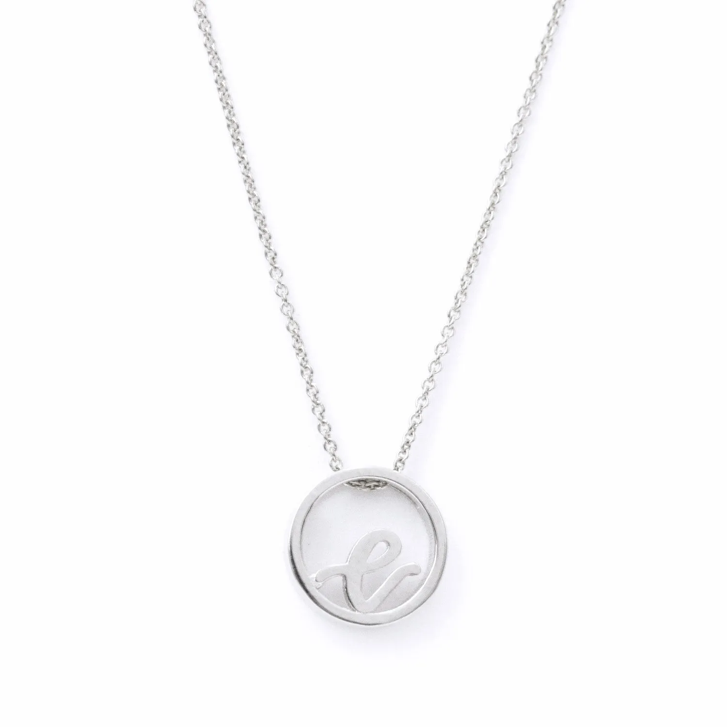 Love Letter Disc Necklace (White Gold)