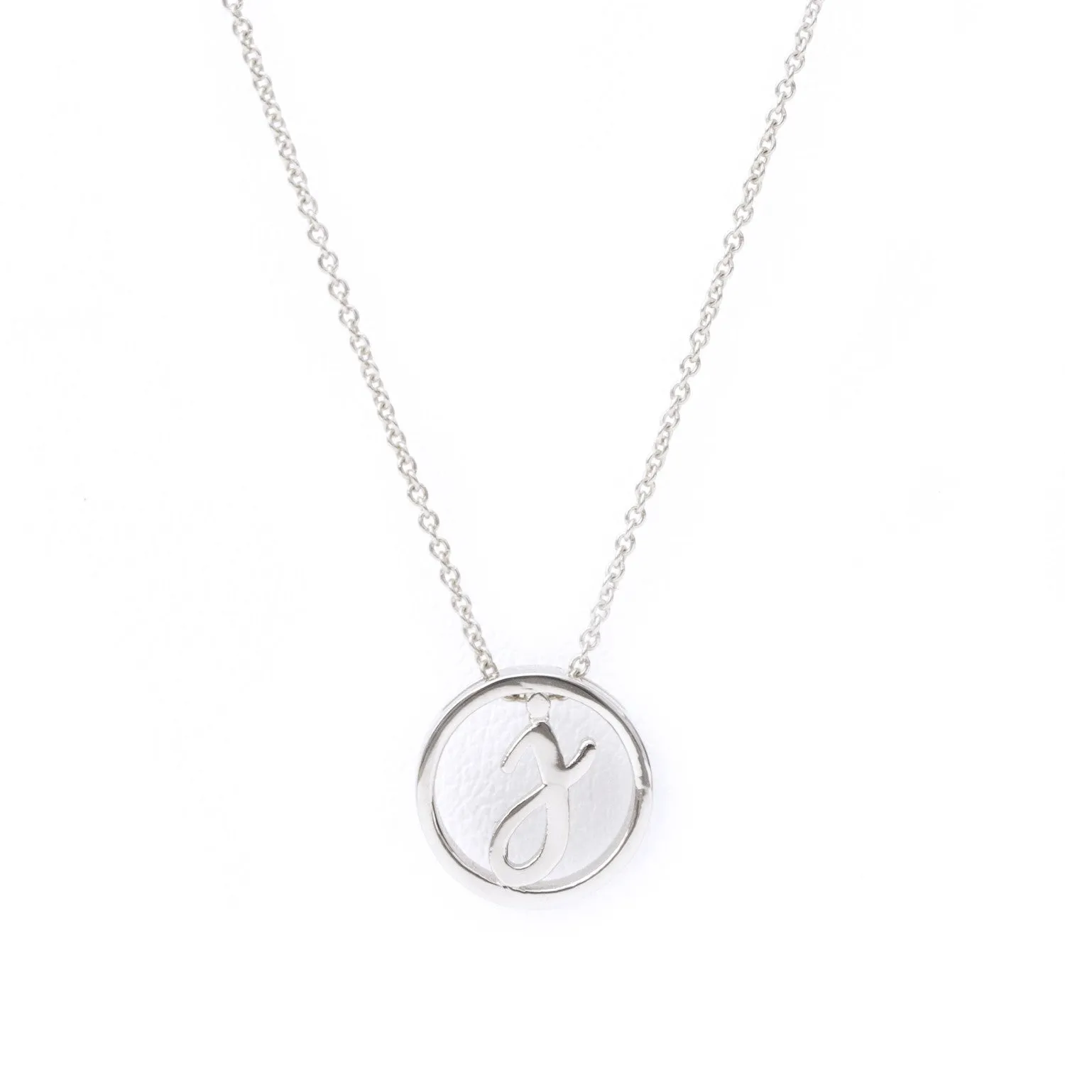 Love Letter Disc Necklace (White Gold)