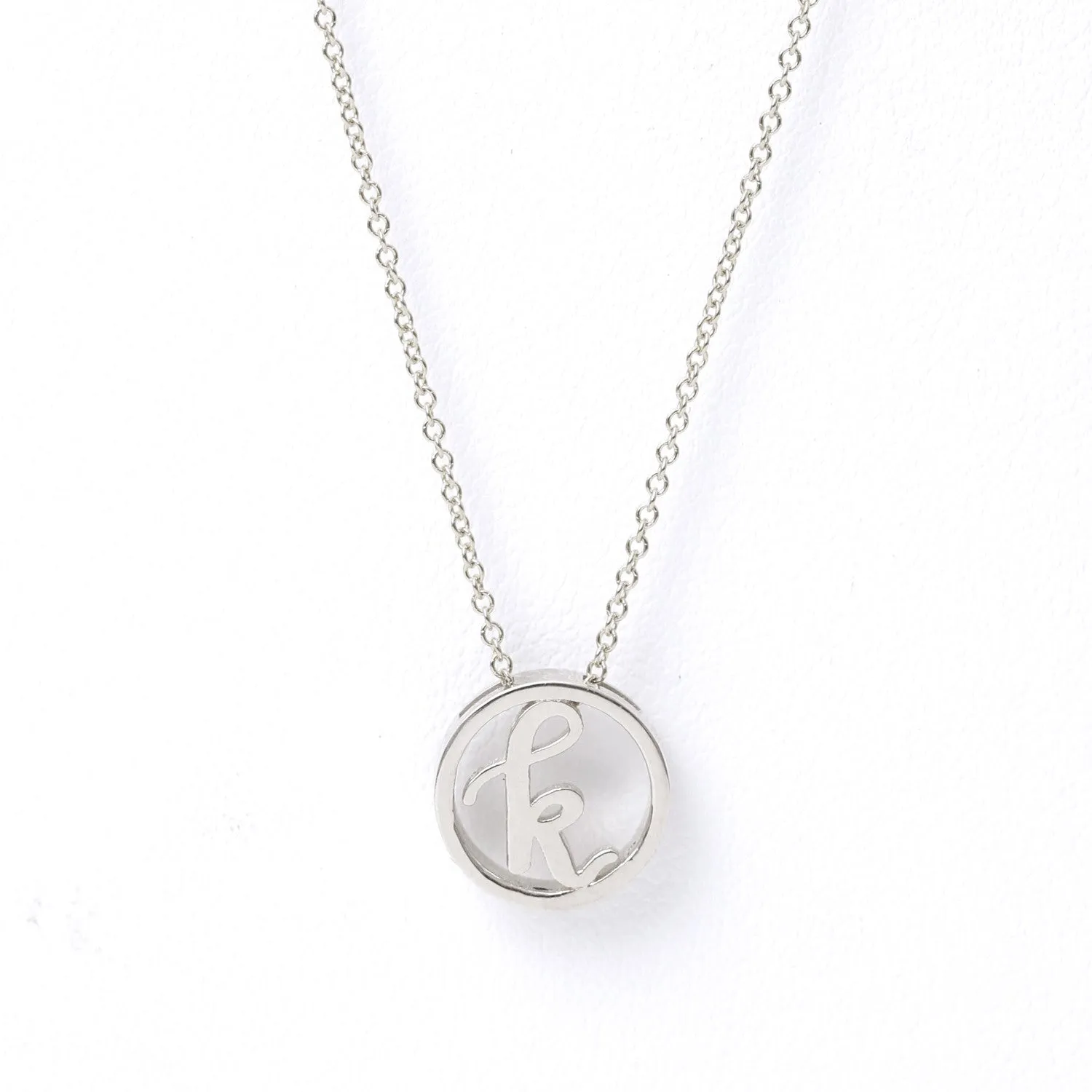 Love Letter Disc Necklace (White Gold)