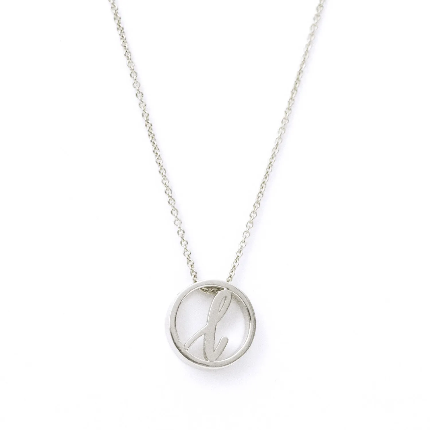 Love Letter Disc Necklace (White Gold)