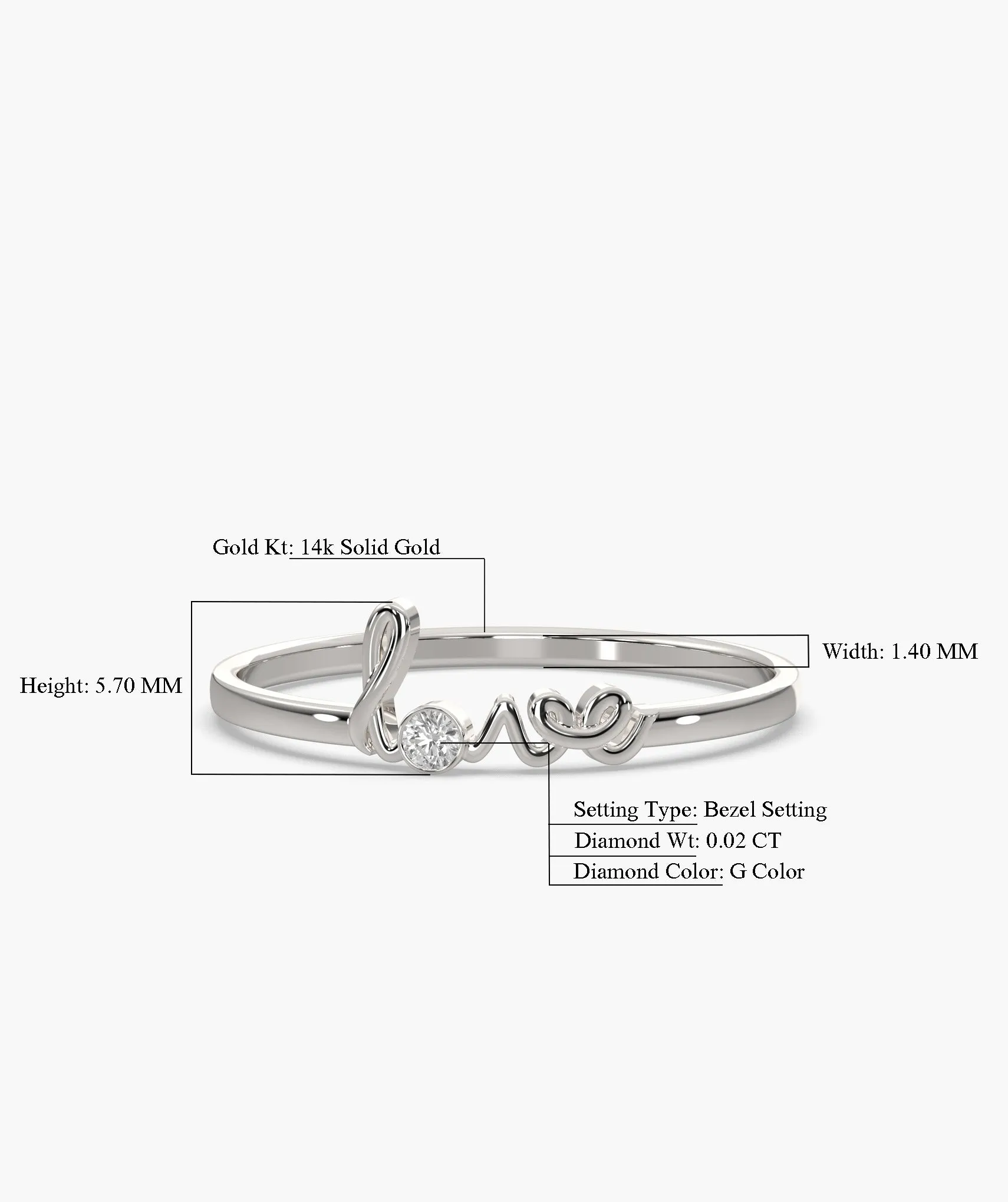 Love Script Diamond Ring
