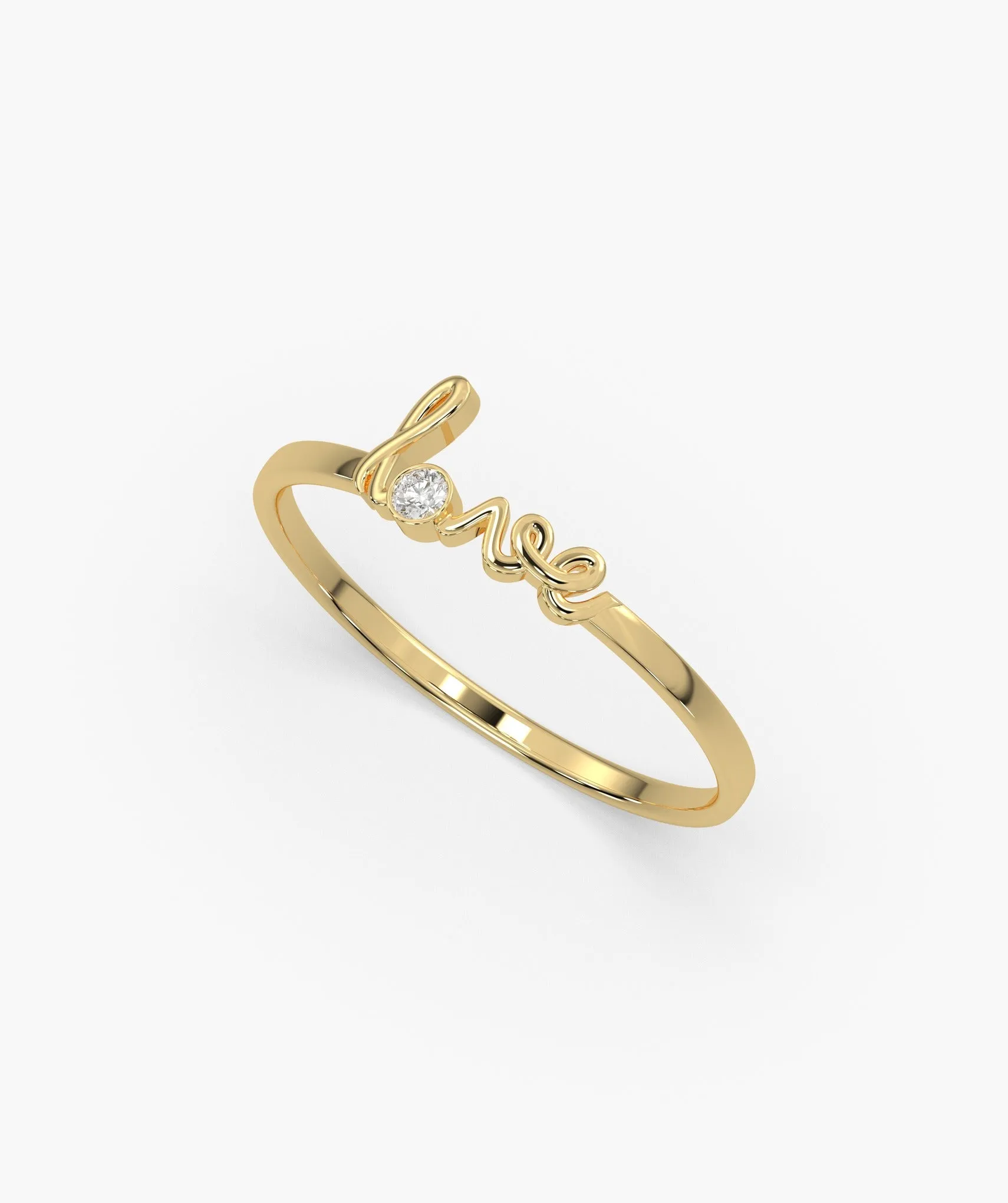 Love Script Diamond Ring