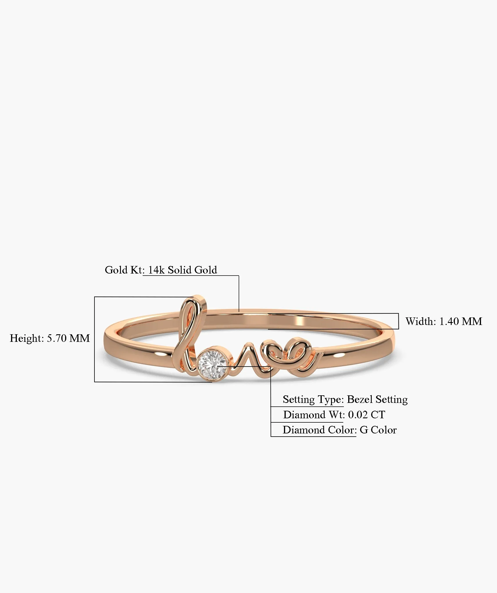 Love Script Diamond Ring