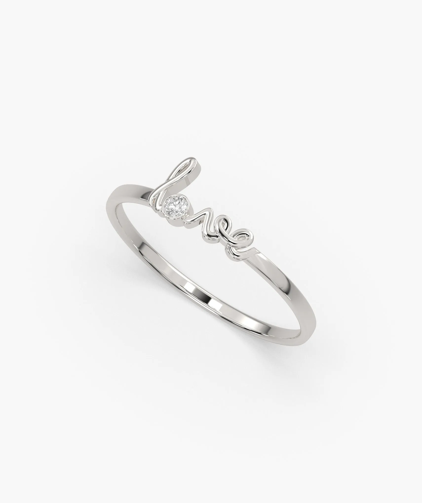 Love Script Diamond Ring