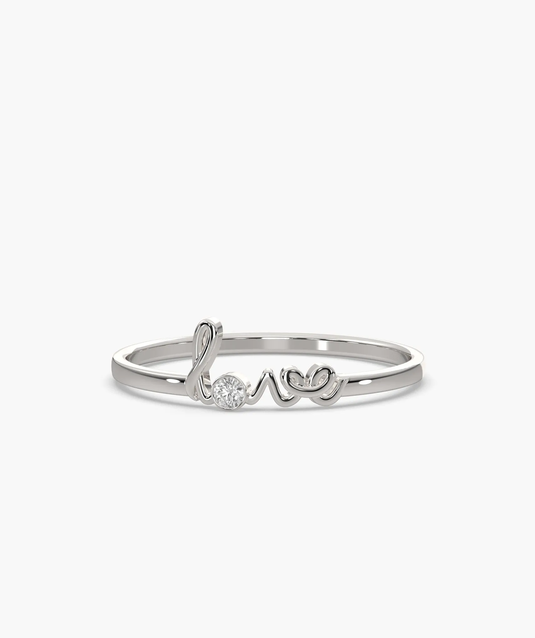 Love Script Diamond Ring