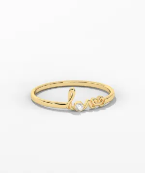 Love Script Diamond Ring