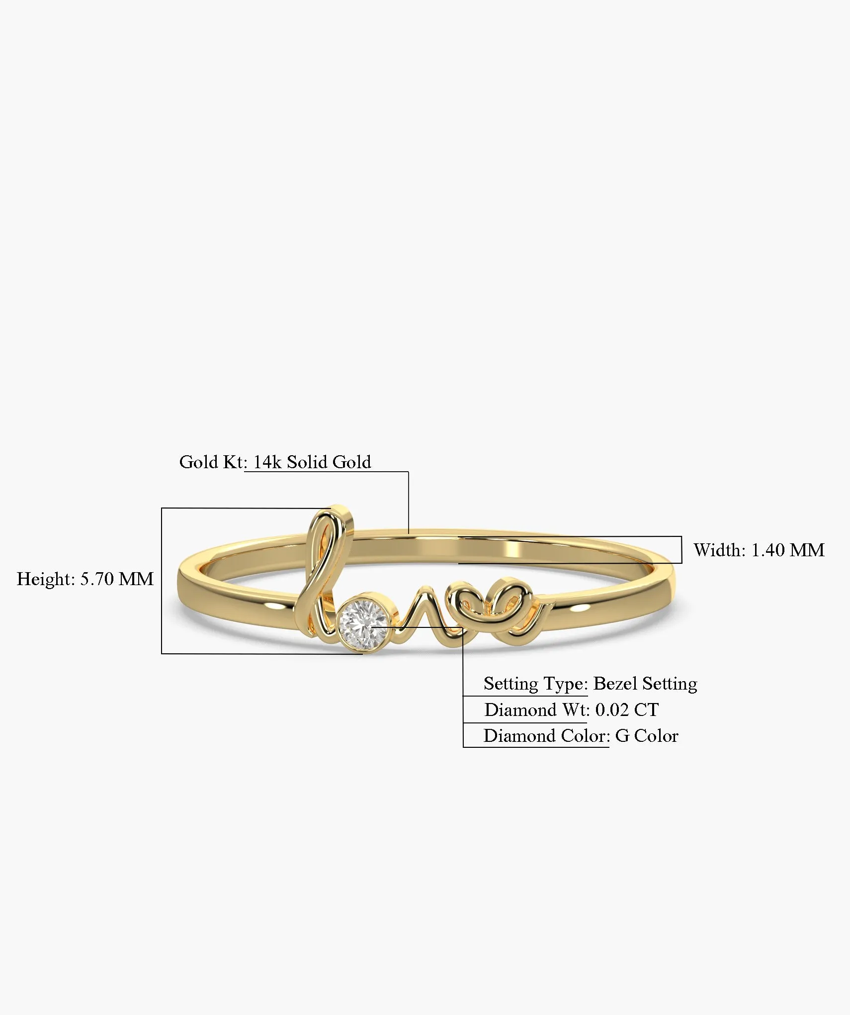 Love Script Diamond Ring