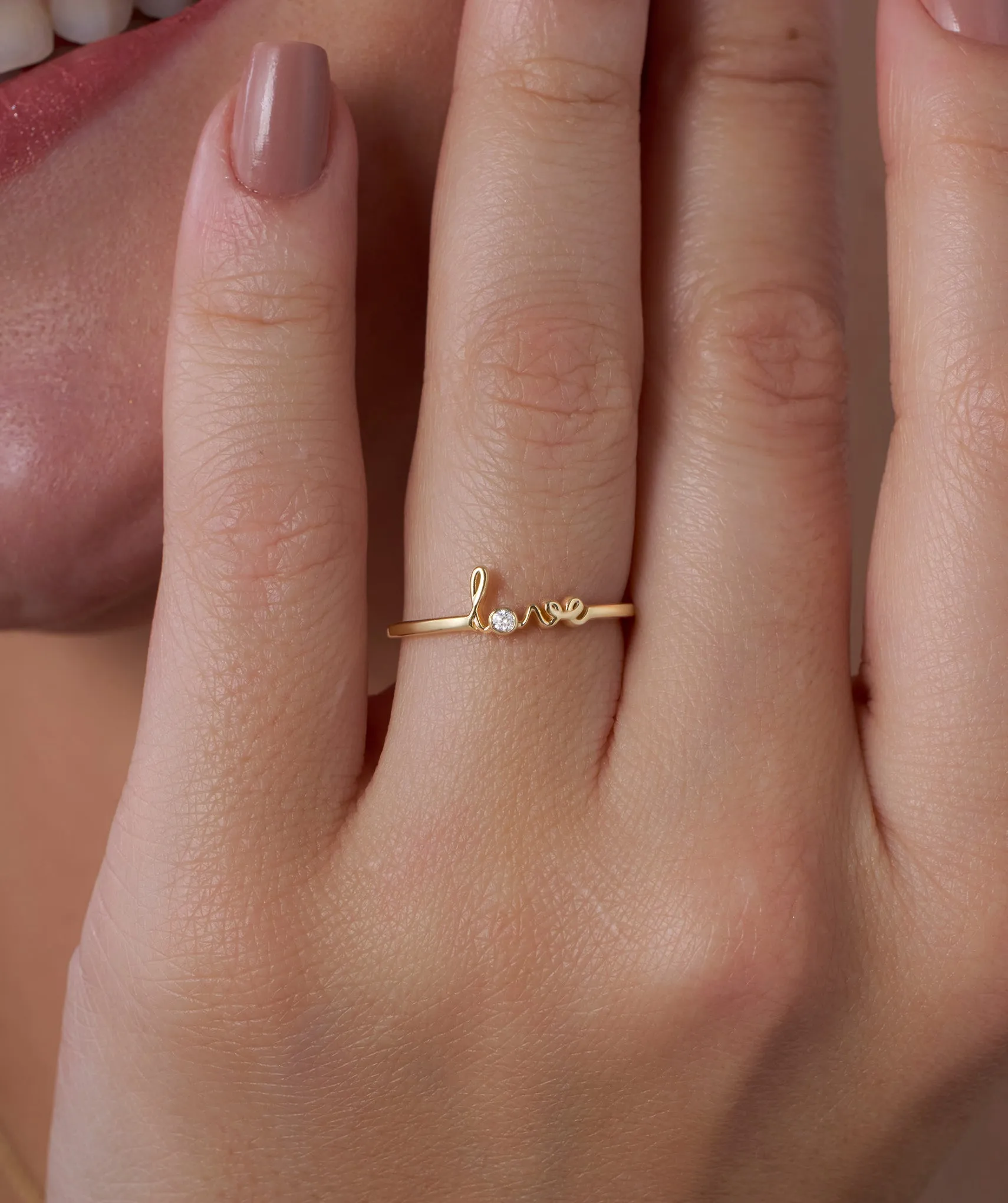 Love Script Diamond Ring