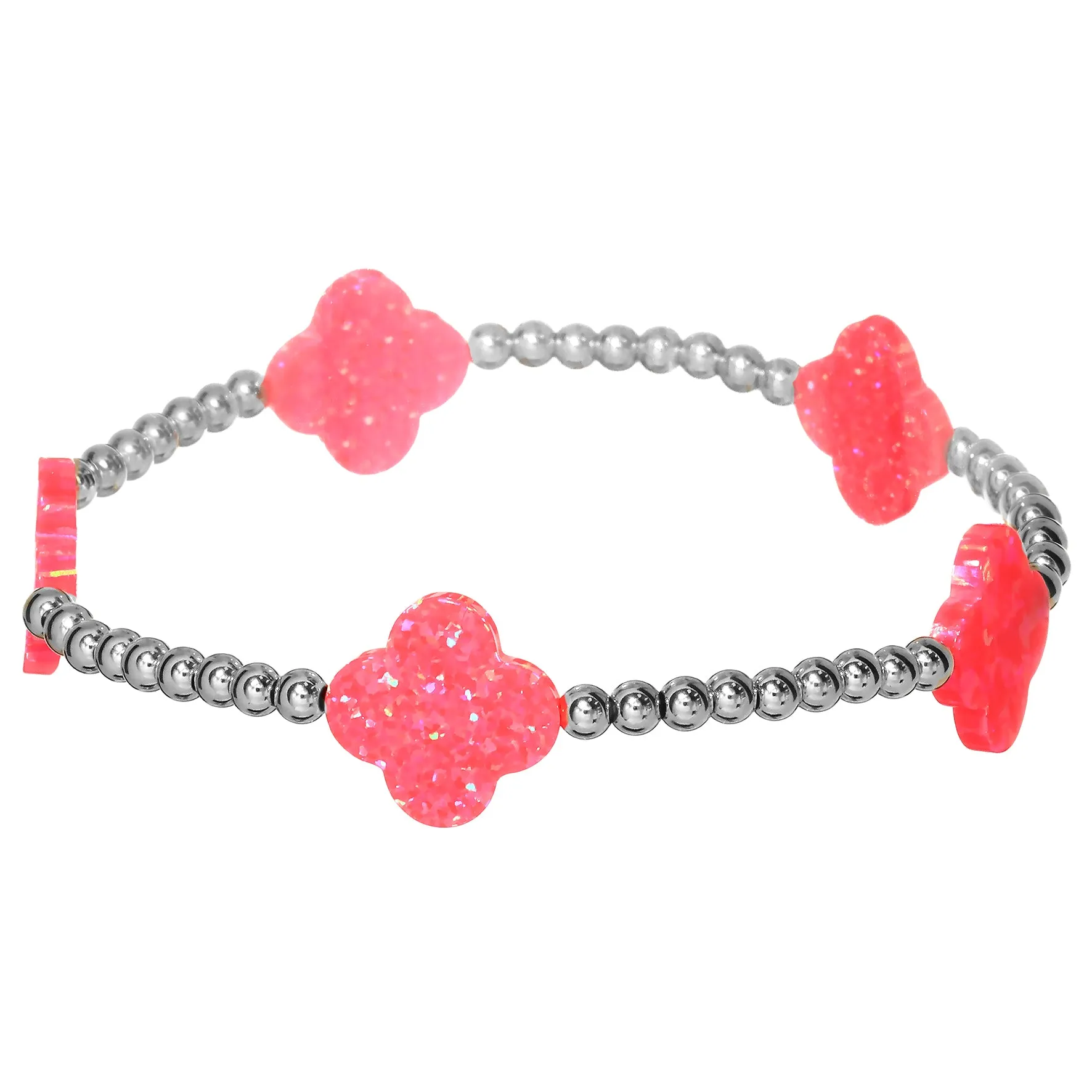 LUCKY CLOVER BTY | Opal Charm and 14K Gold Filled Beads Bracelet - Large
