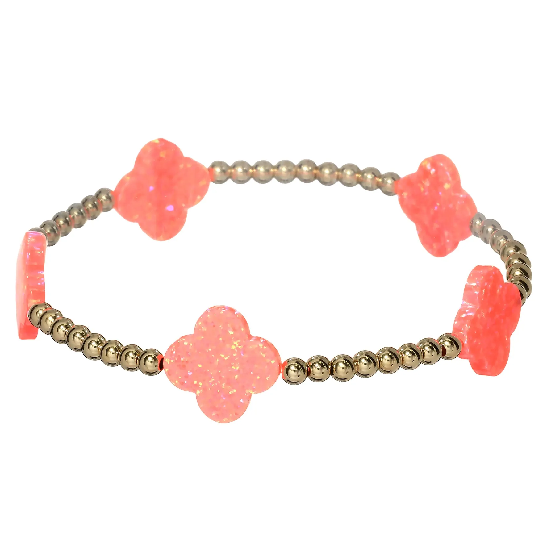 LUCKY CLOVER BTY | Opal Charm and 14K Gold Filled Beads Bracelet - Large