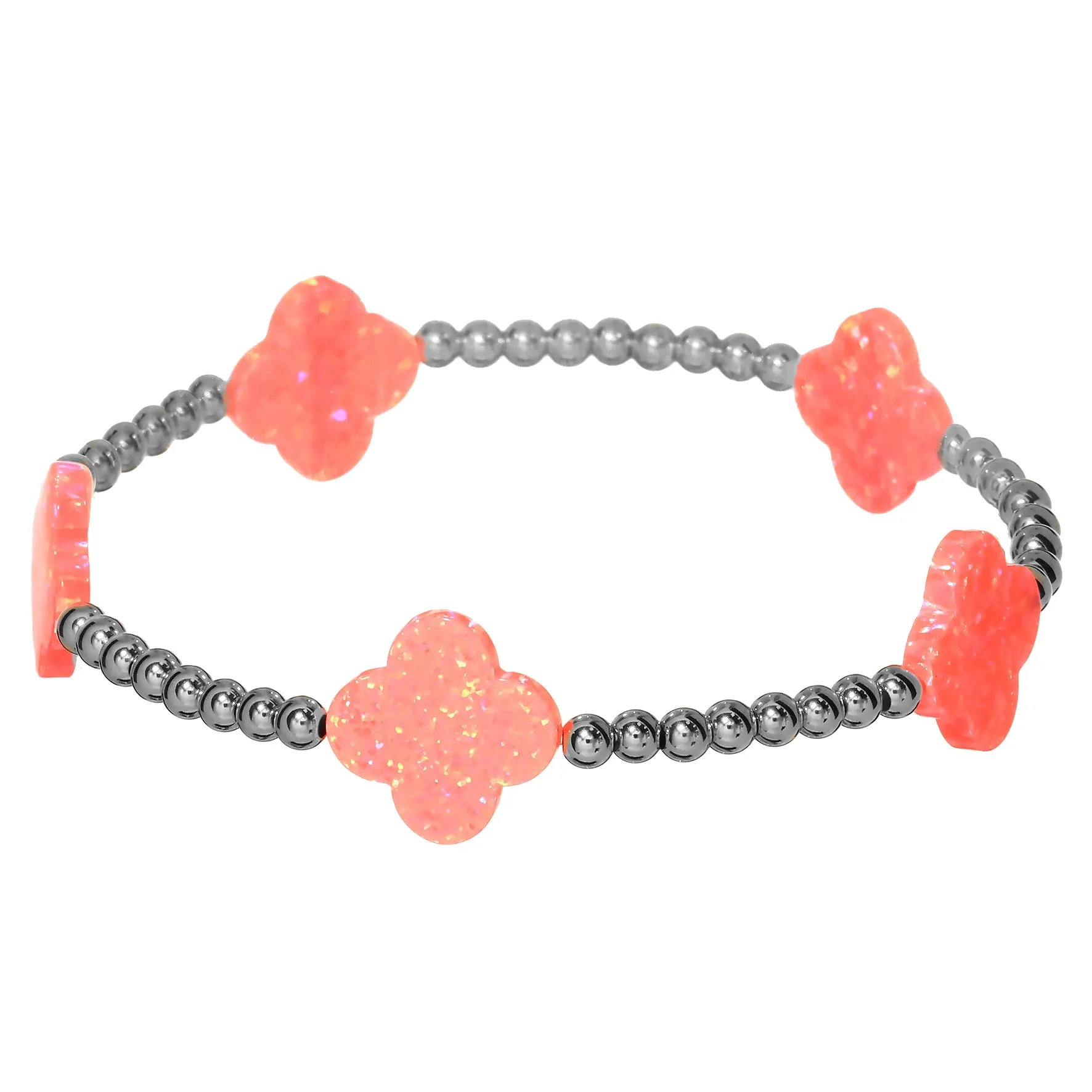 LUCKY CLOVER BTY | Opal Charm and 14K Gold Filled Beads Bracelet - Large