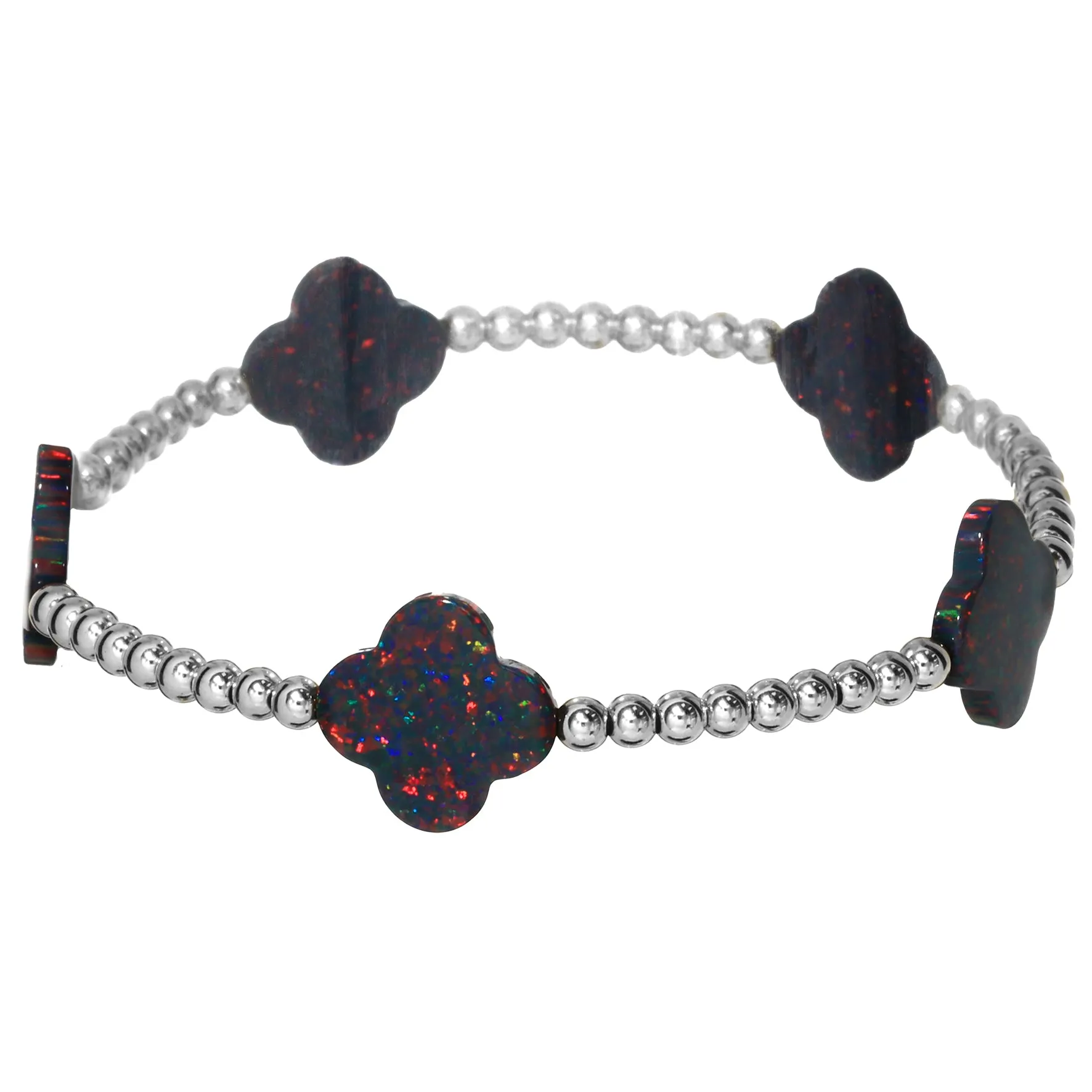 LUCKY CLOVER BTY | Opal Charm and 14K Gold Filled Beads Bracelet - Large